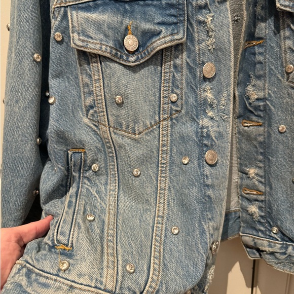 FREE PEOPLE WE THE FREE denim jacket with crystals - Picture 5 of 8